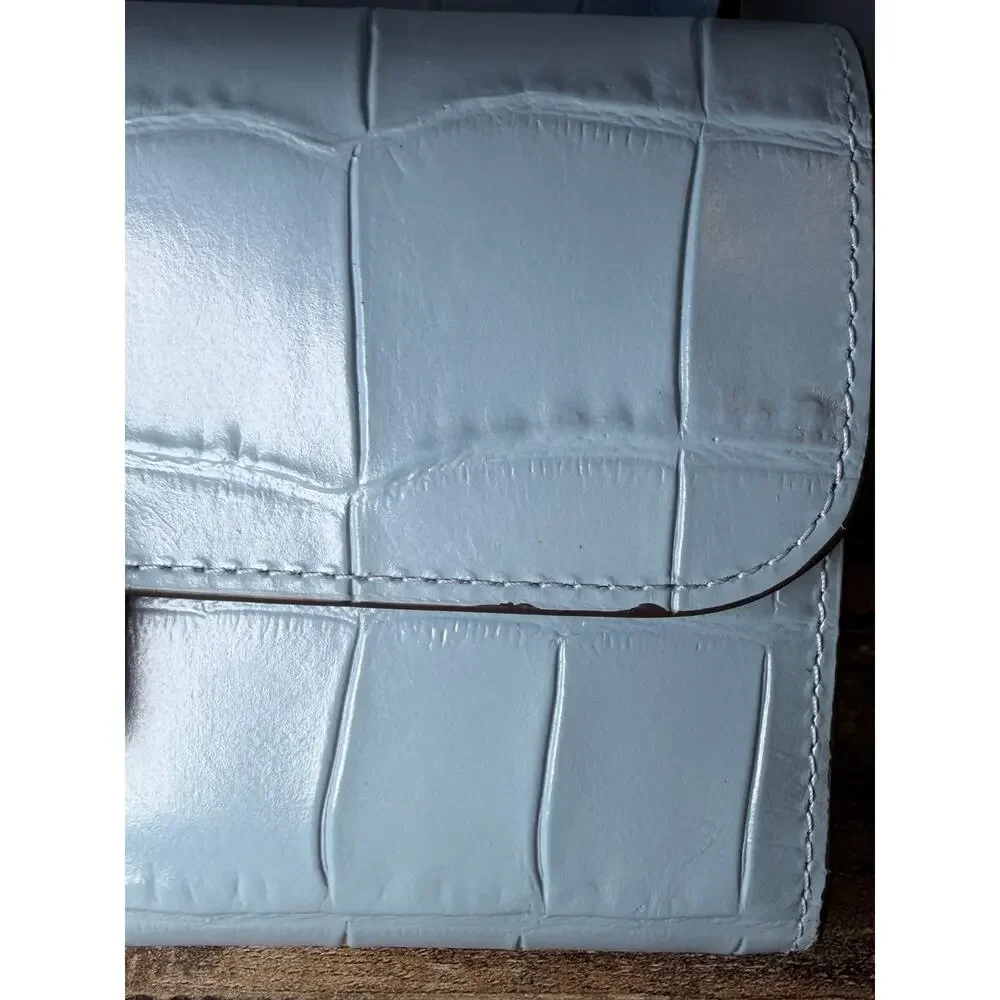 Coach Nina CL654 Blue Croc Embossed Leather Tote Wallet Set